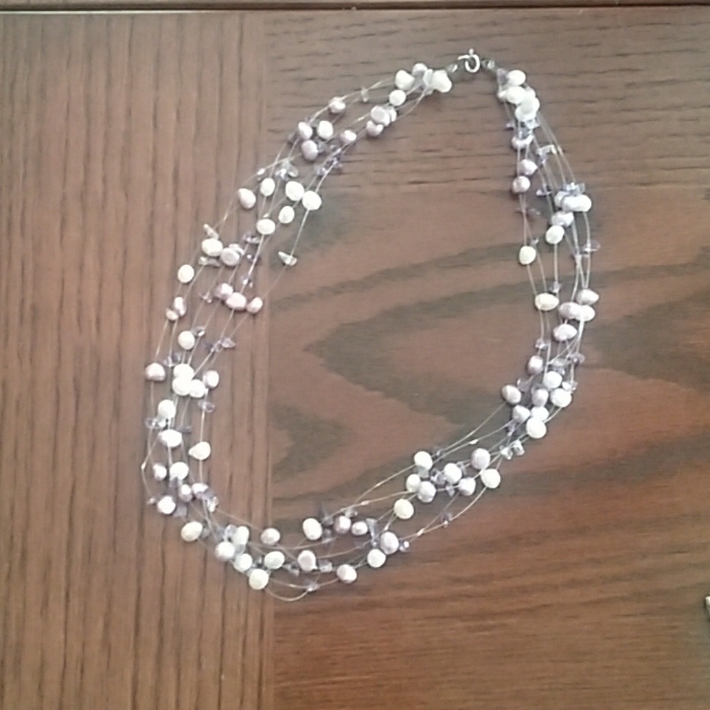 Purple and pearl necklace